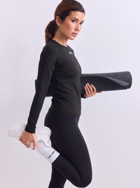Soft Basic Long Sleeve Top in Black