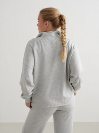 Light Grey Melange Comfy Modal Half Zip