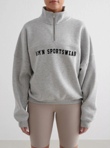 Grey Melangé Varsity Sweat Half Zip