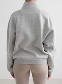 Grey Melangé Varsity Sweat Half Zip