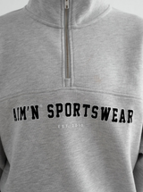 Grey Melangé Varsity Sweat Half Zip