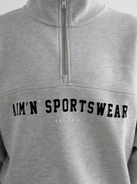 Grey Melangé Varsity Sweat Half Zip