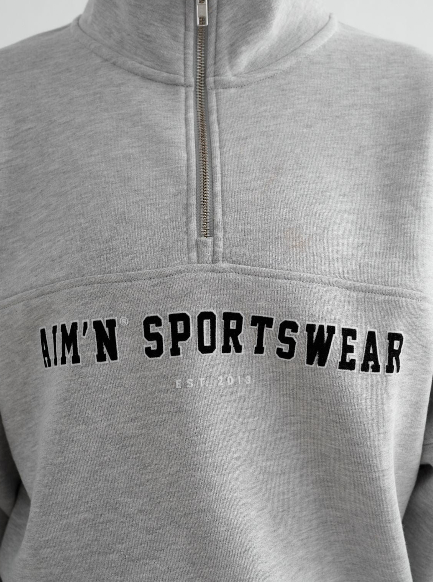 Grey Melangé Varsity Sweat Half Zip