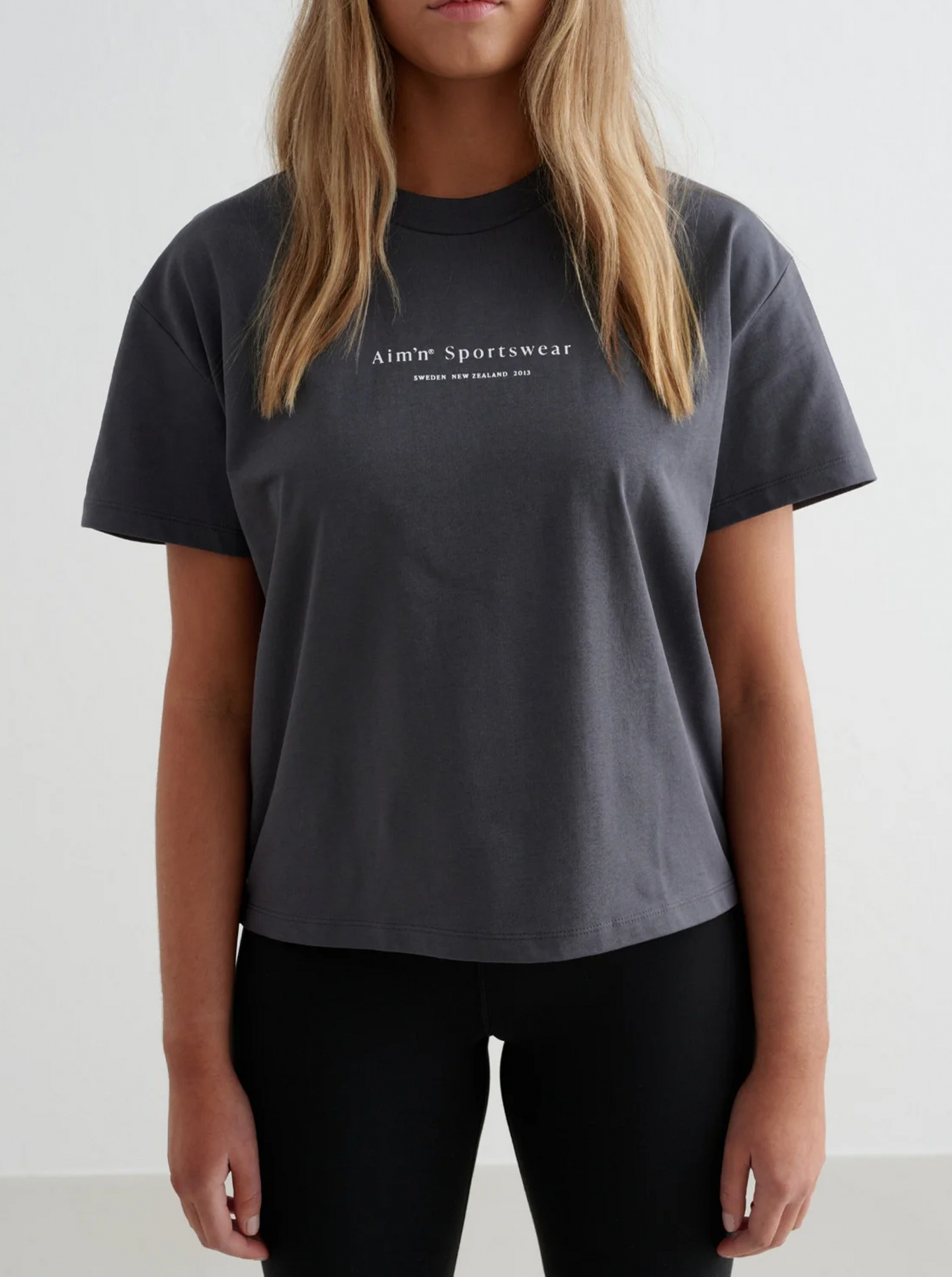 Shadow Grey Serif Boxy T-shirt