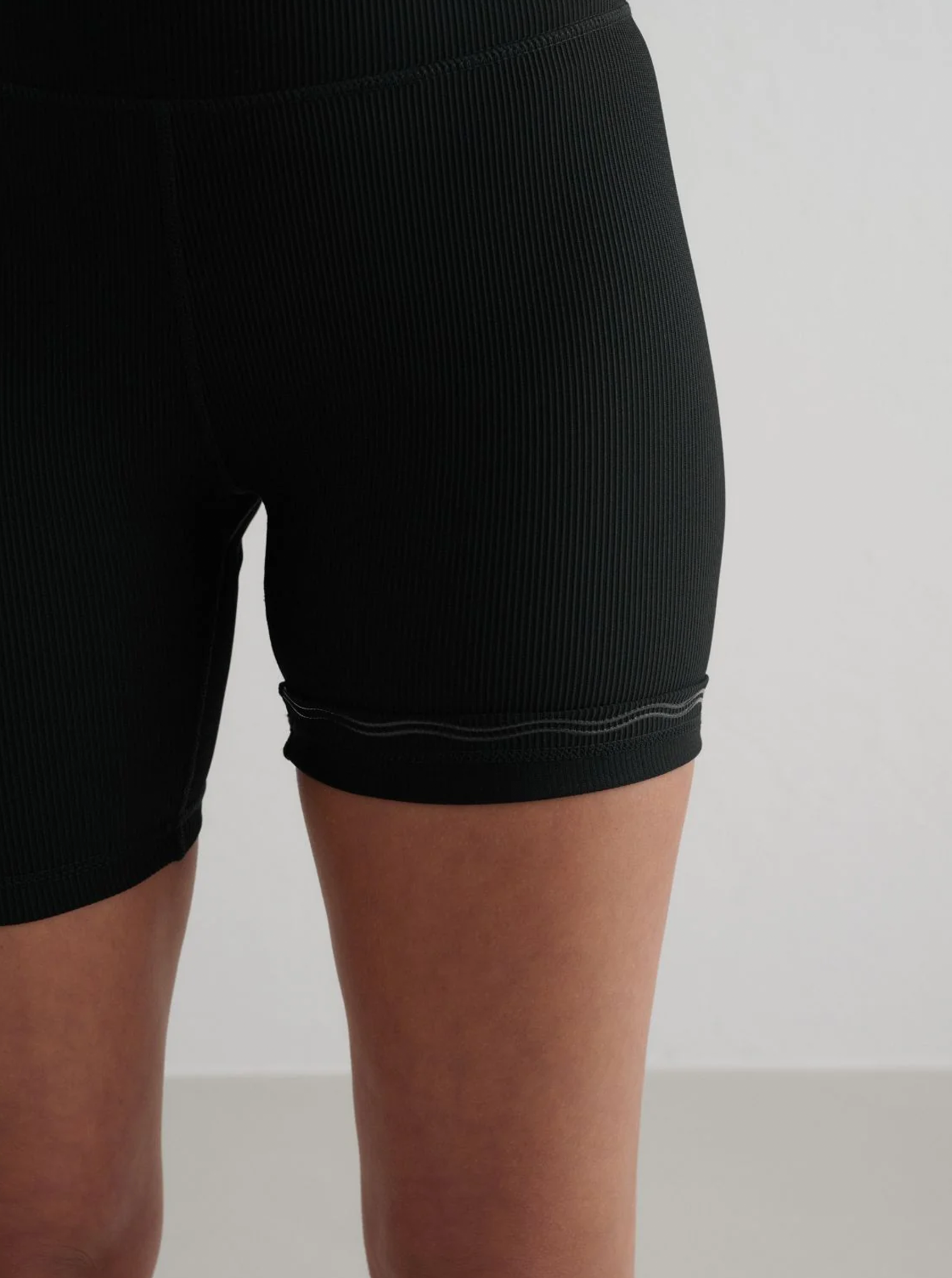 Aim'n W Ribbed Perf Midi Biker Shorts - Black