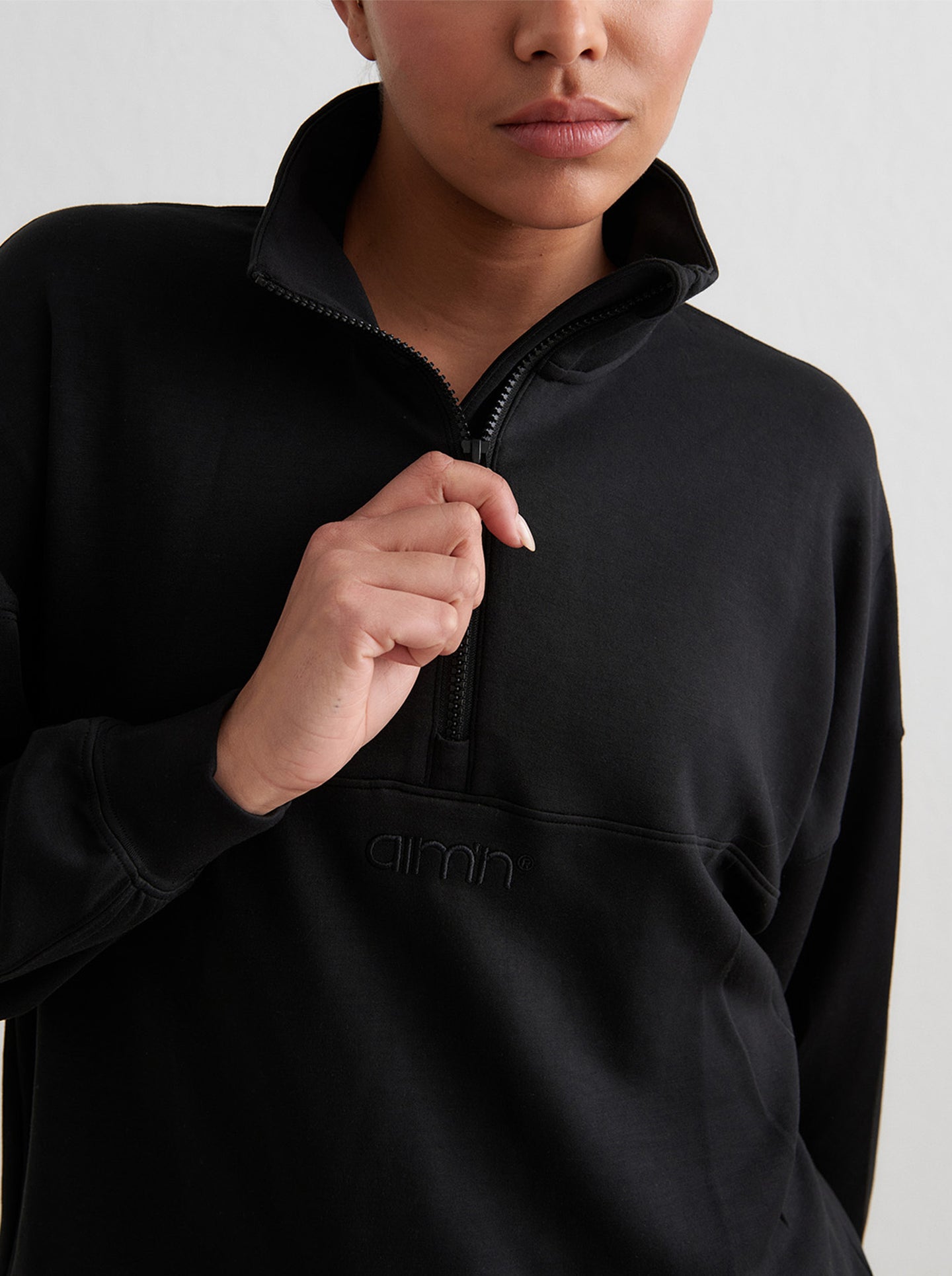 Black Comfy Modal Half Zip