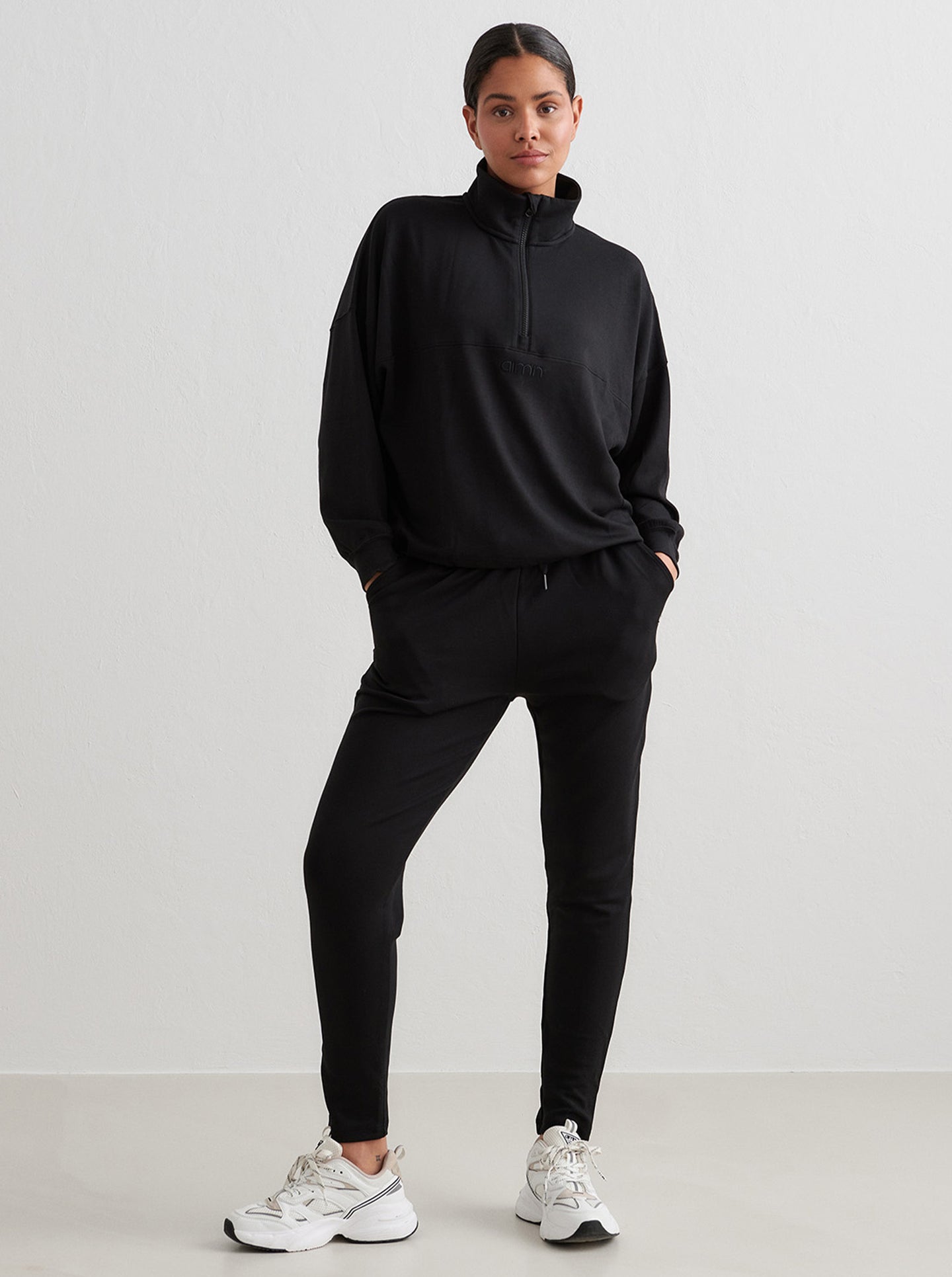 Black Comfy Modal Half Zip
