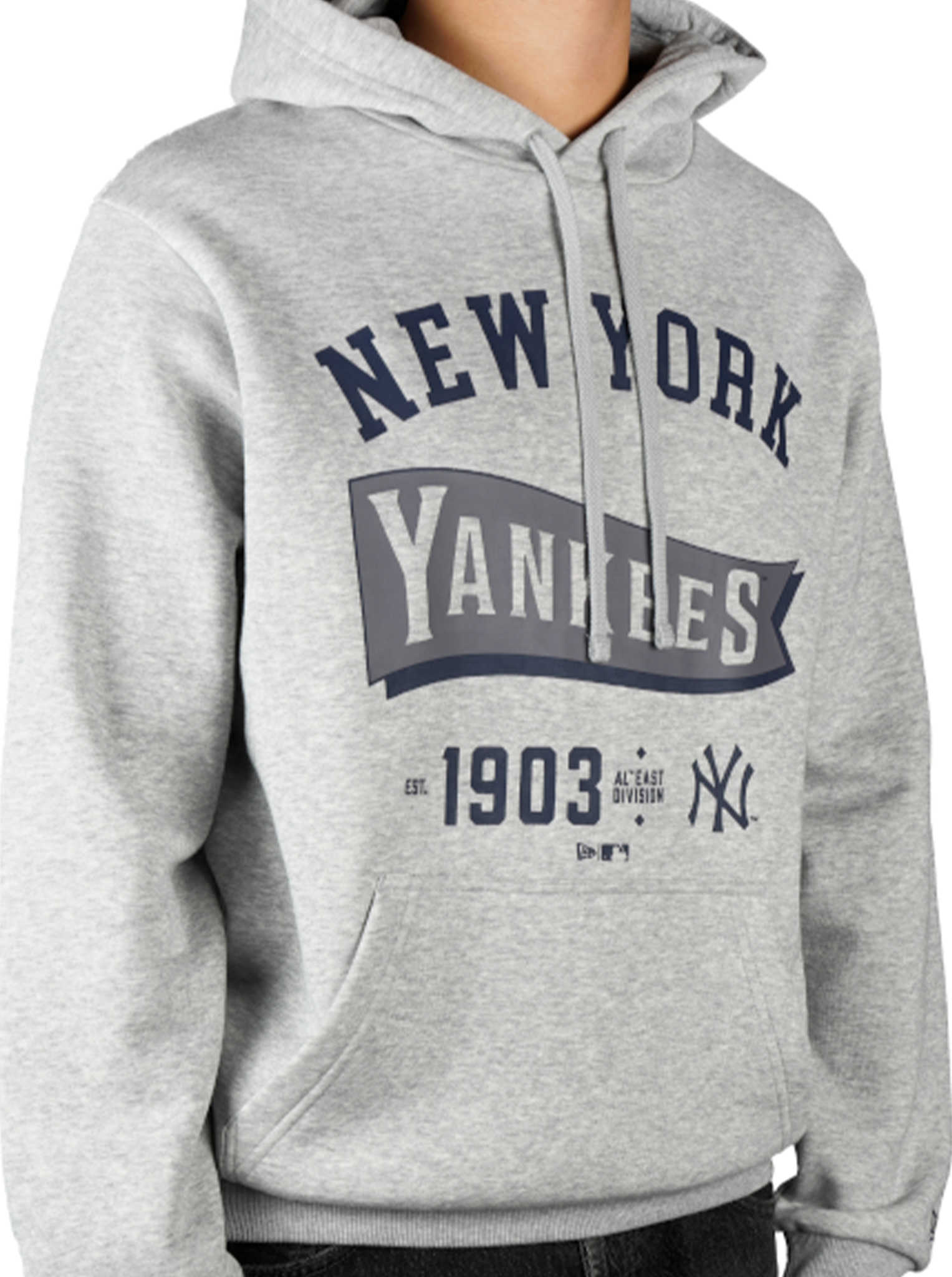 New York Yankees MLB Pennant Graphic Grey Pullover Hoodie