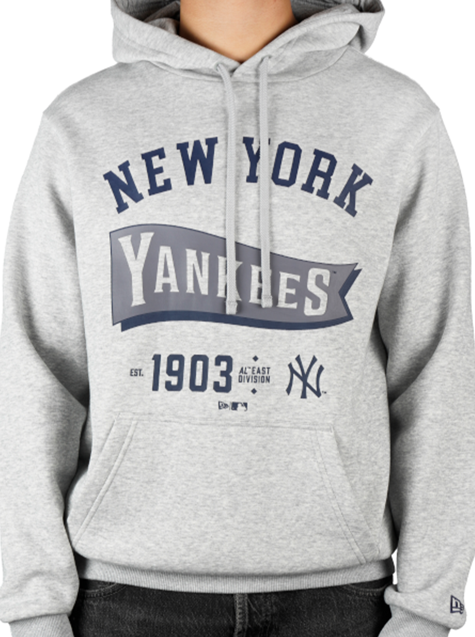 New York Yankees MLB Pennant Graphic Grey Pullover Hoodie