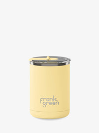 Ceramic Coffee Cup Hinged Lid Buttermilk 12oz