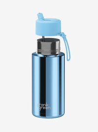 Ceramic Reusable Bottle Chrome with Flip Straw 34oz