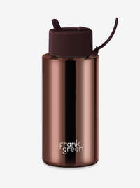 Ceramic Reusable Bottle Chrome with Flip Straw 34oz
