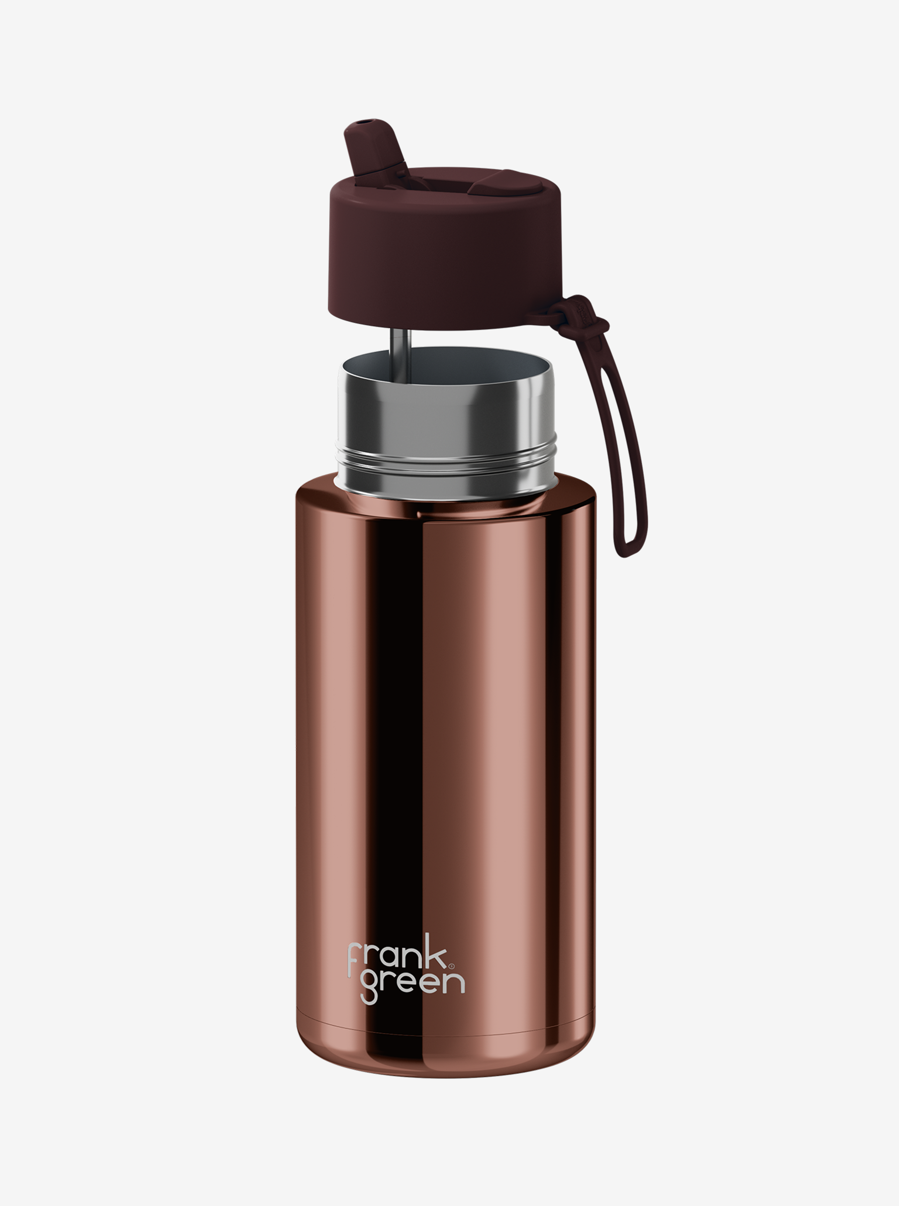 Ceramic Reusable Bottle Chrome with Flip Straw 34oz