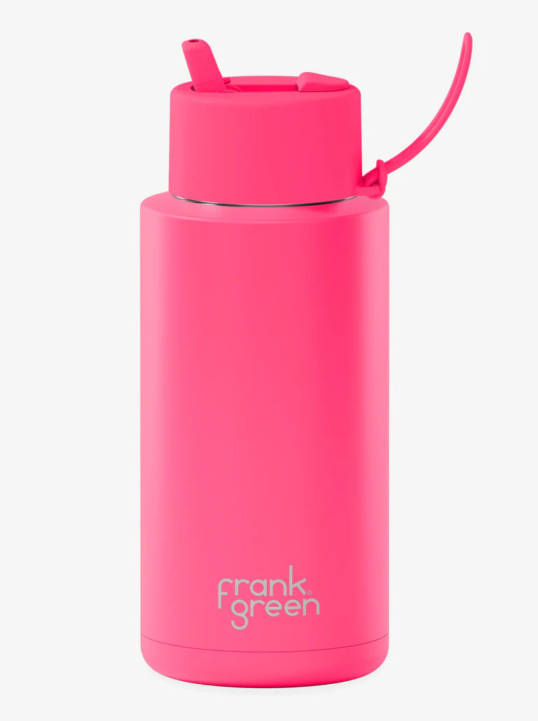 Ceramic Reusable Bottle Neon Pink 34oz
