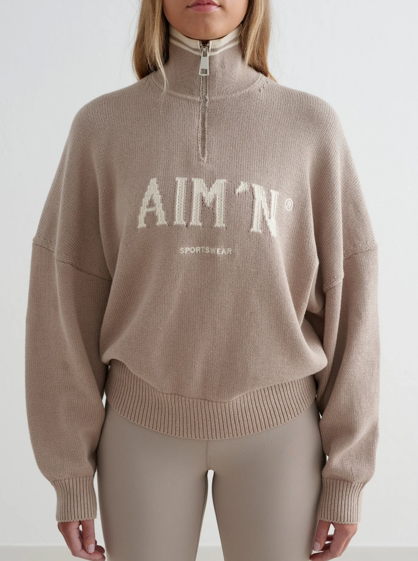 Dark Clay College Knit Half Zip