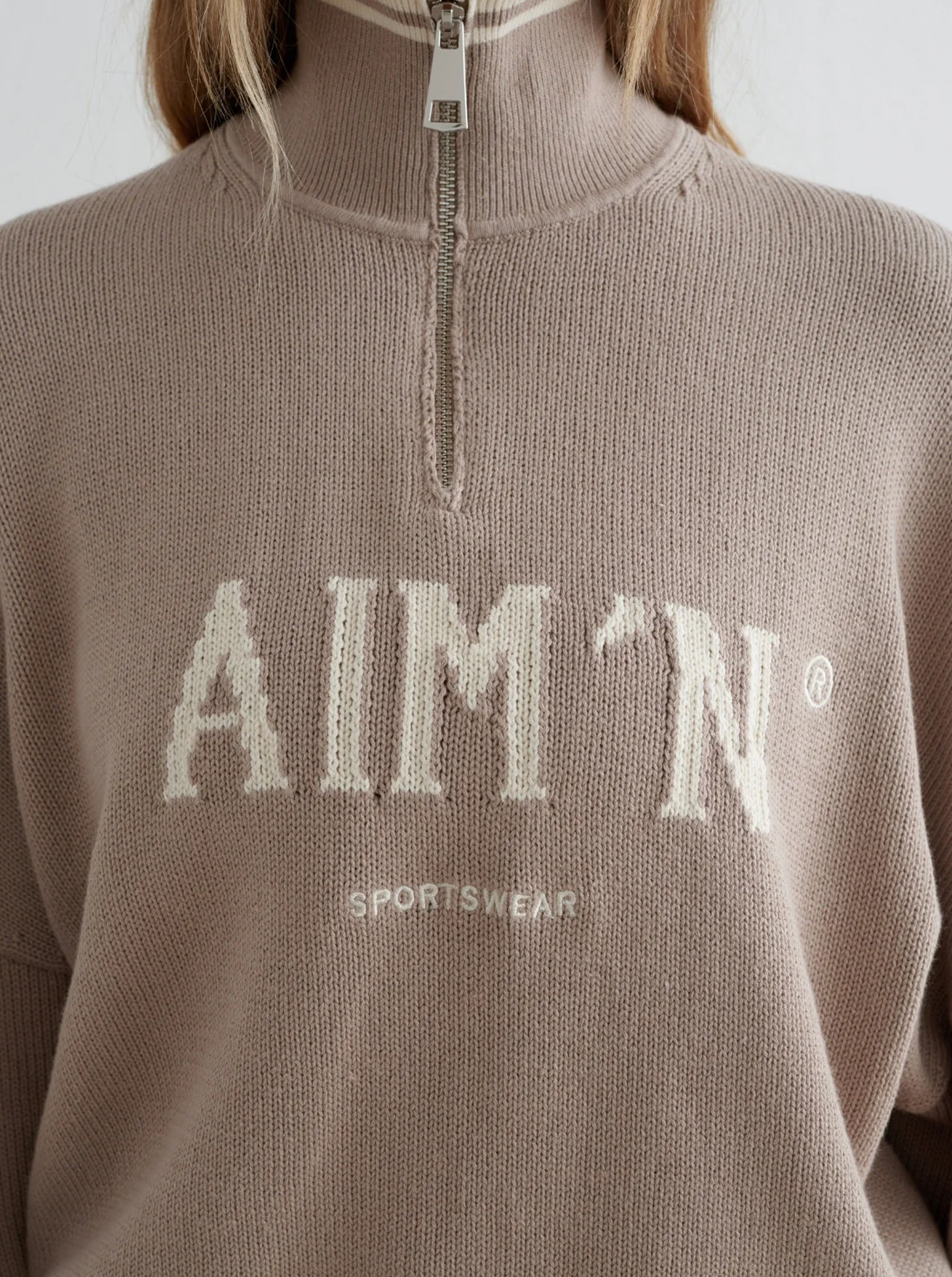 Dark Clay College Knit Half Zip