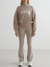 Dark Clay College Knit Half Zip