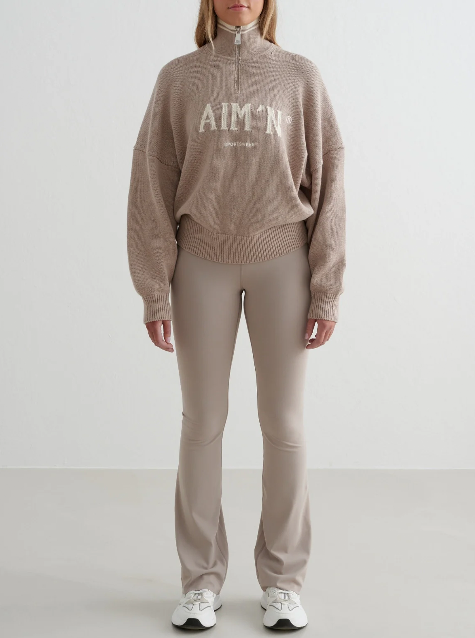 Dark Clay College Knit Half Zip