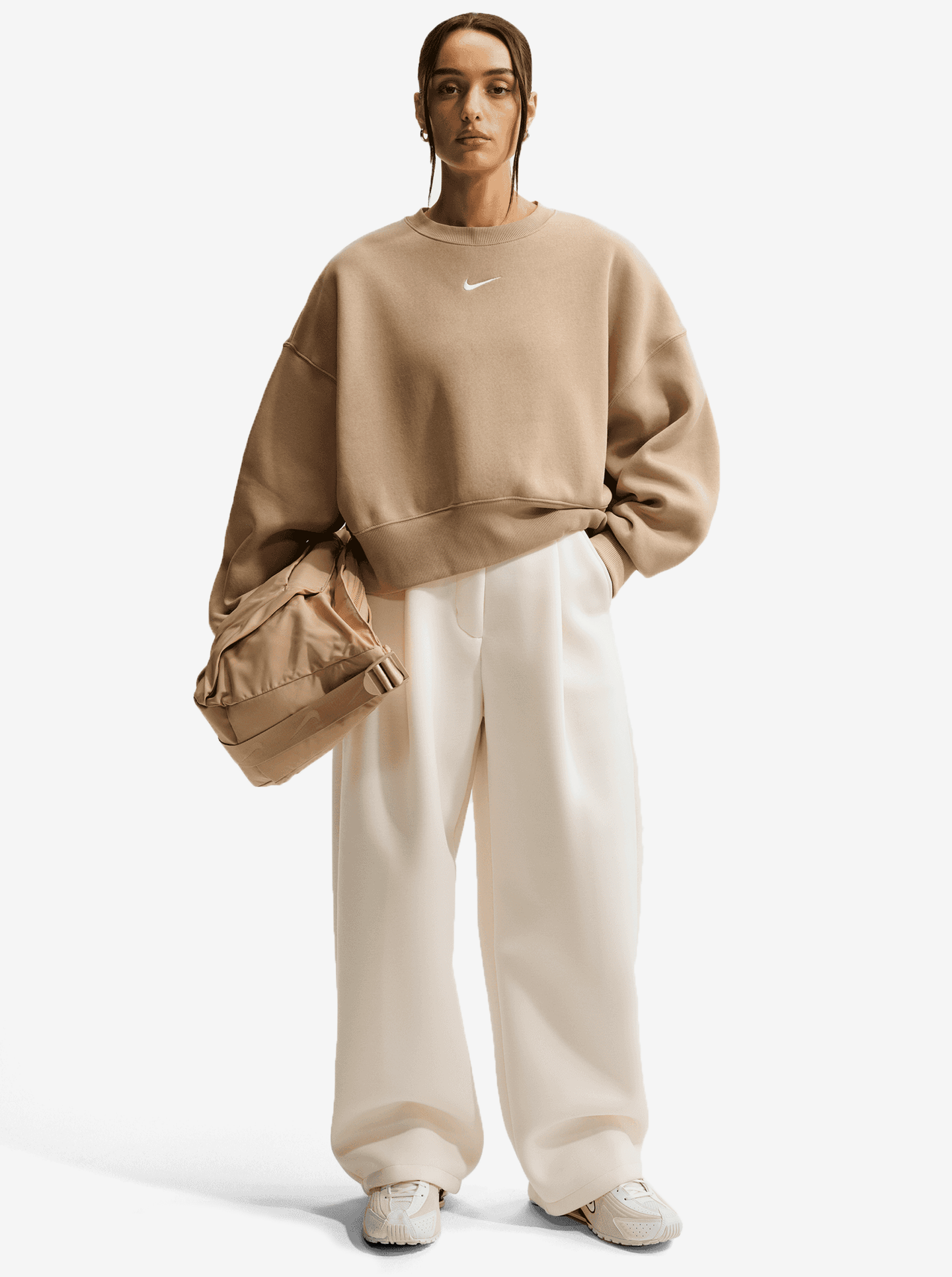 Nike W NSW Phnx FLC OOS Crew - Linen/Sail