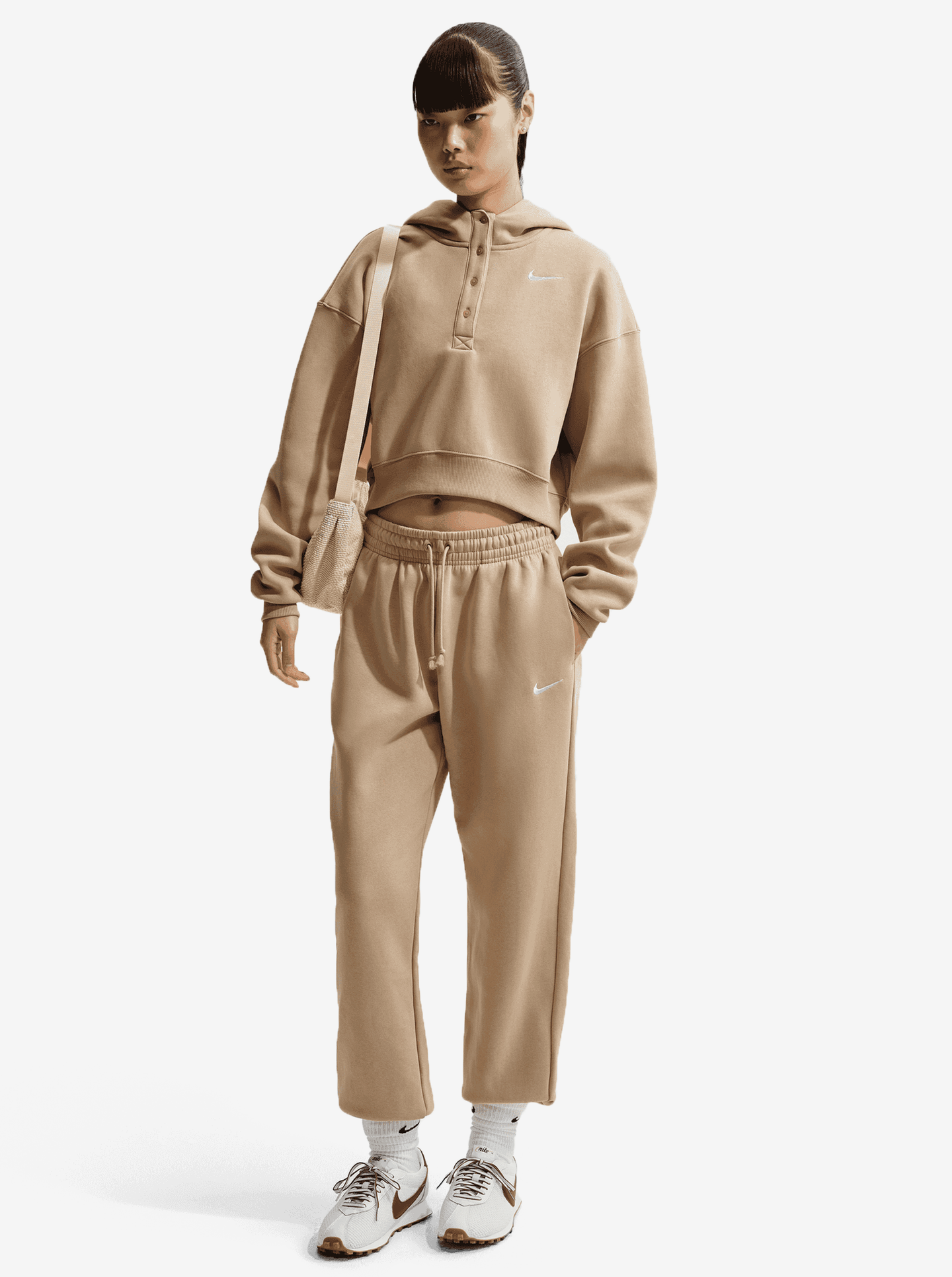 Nike W NSW Phnx FLC HR OS Pant 2 - Linen/Sail