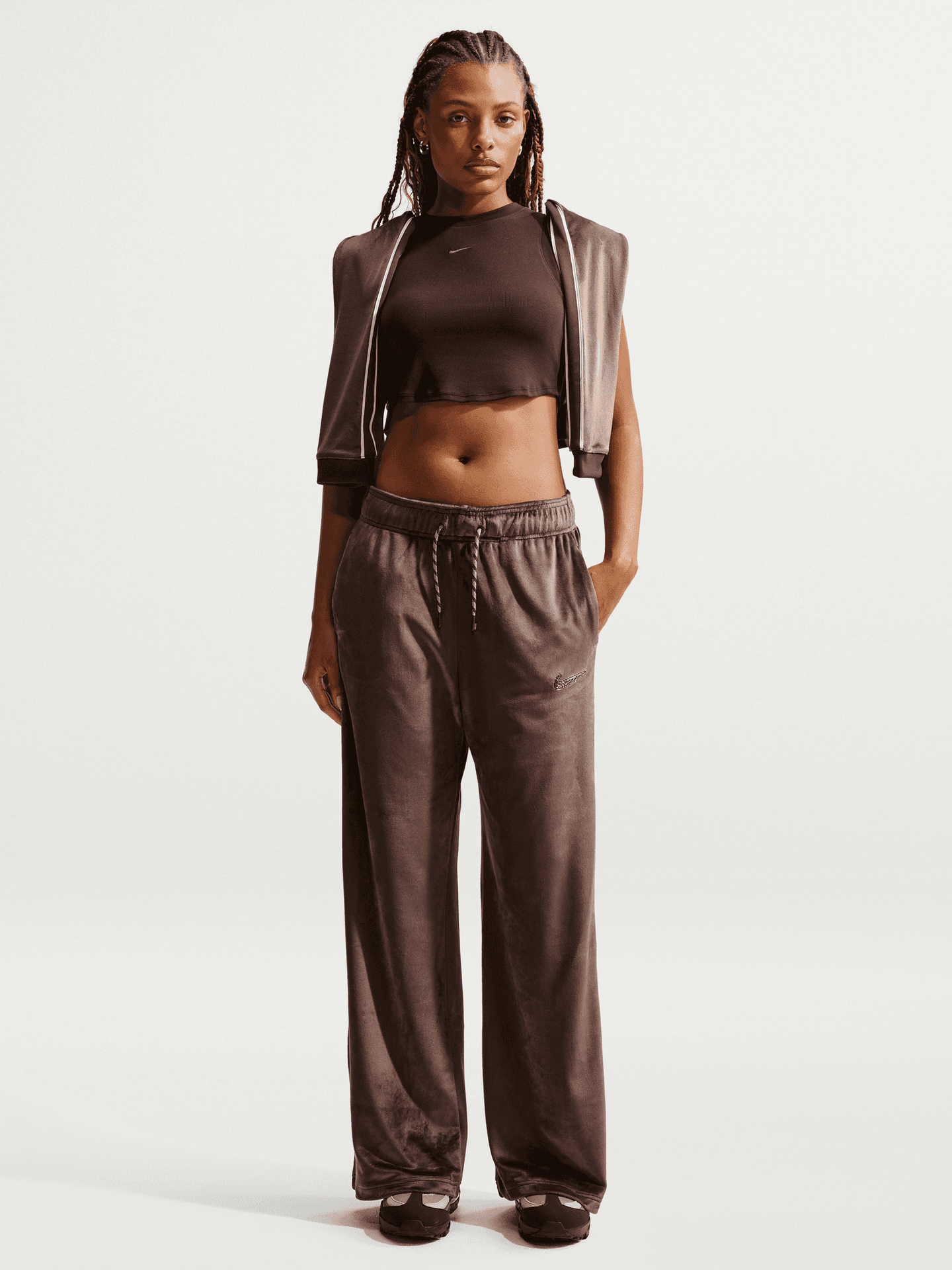 High-Rise Velour Pants