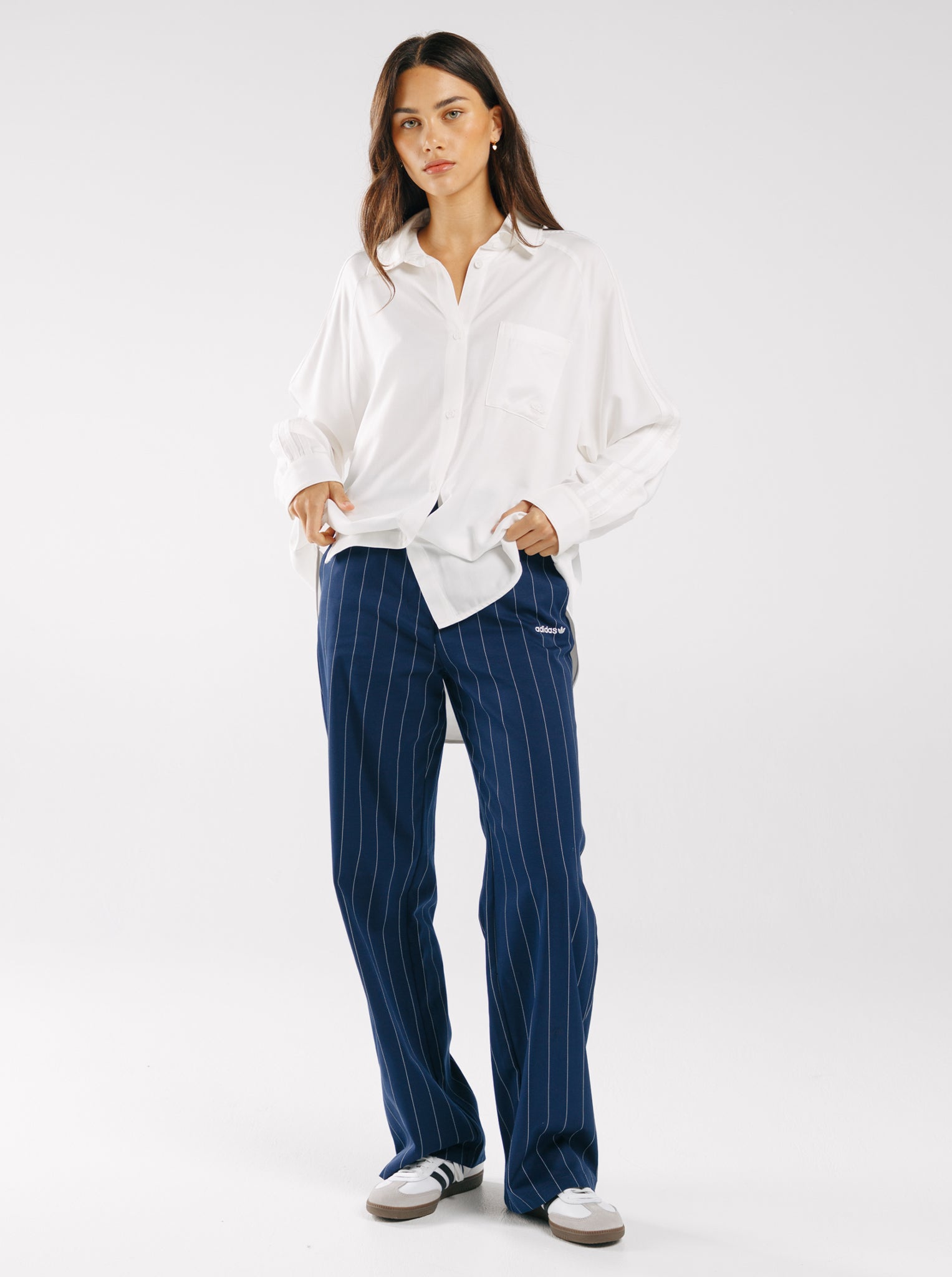 Pinstripe Twill Loose Trousers