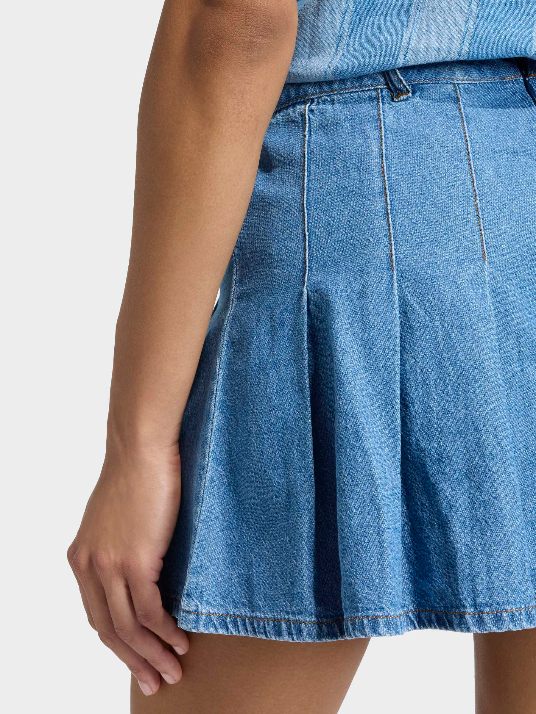 Denim Pleated Skirt