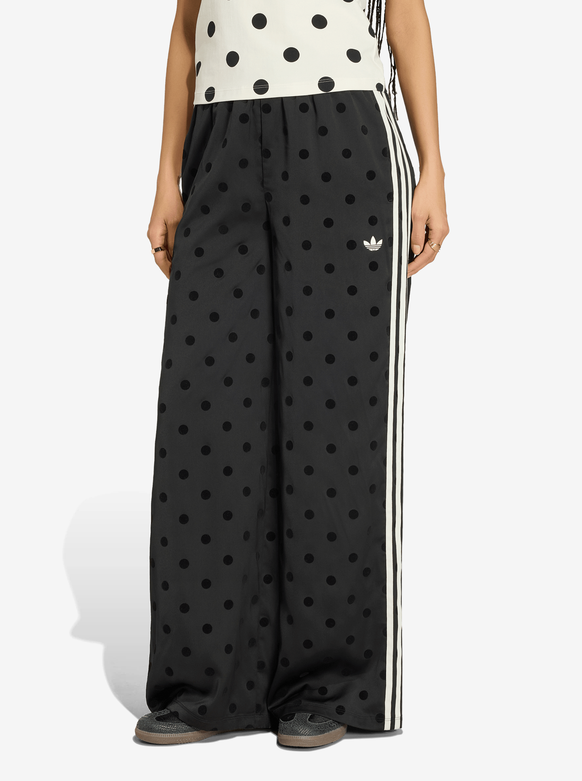Satin Polka Dots Wide Leg Pant