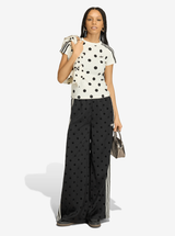 Satin Polka Dots Wide Leg Pant