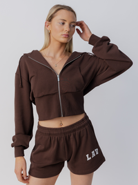 Cinched Zip Through Hoodie