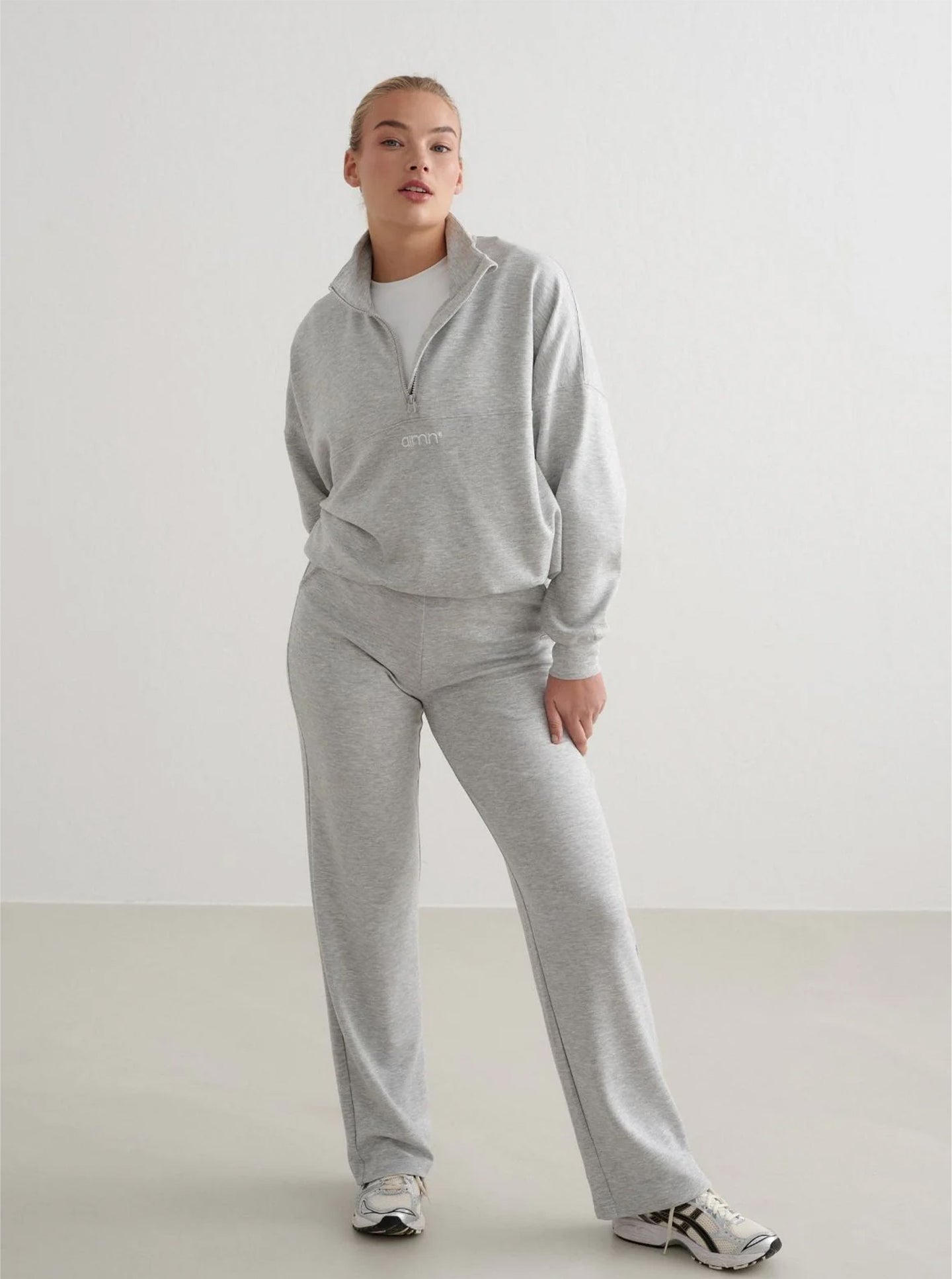 Light Grey Melange Comfy Half Zip