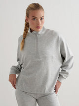 Light Grey Melange Comfy Half Zip