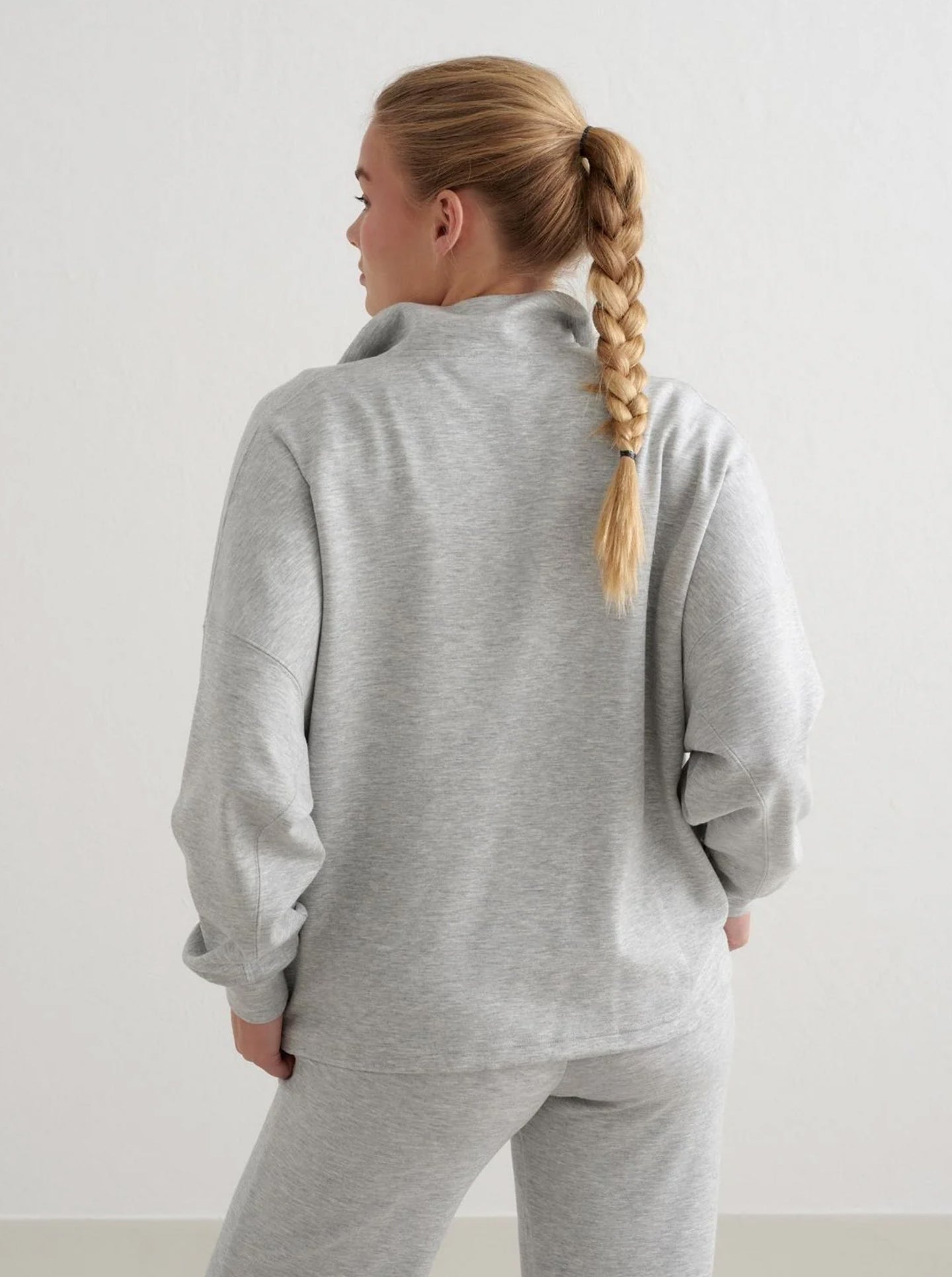Light Grey Melange Comfy Half Zip