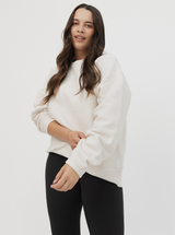 Ribbed Crew In White Cream