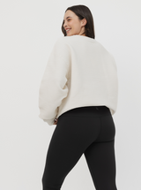 Ribbed Crew In White Cream