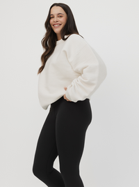 Ribbed Crew In White Cream