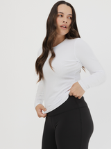 Everyday Rib Long Sleeve In White 