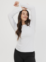 Everyday Rib Long Sleeve In White 