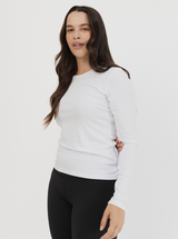 Everyday Rib Long Sleeve In White 