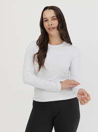 Everyday Rib Long Sleeve In White 