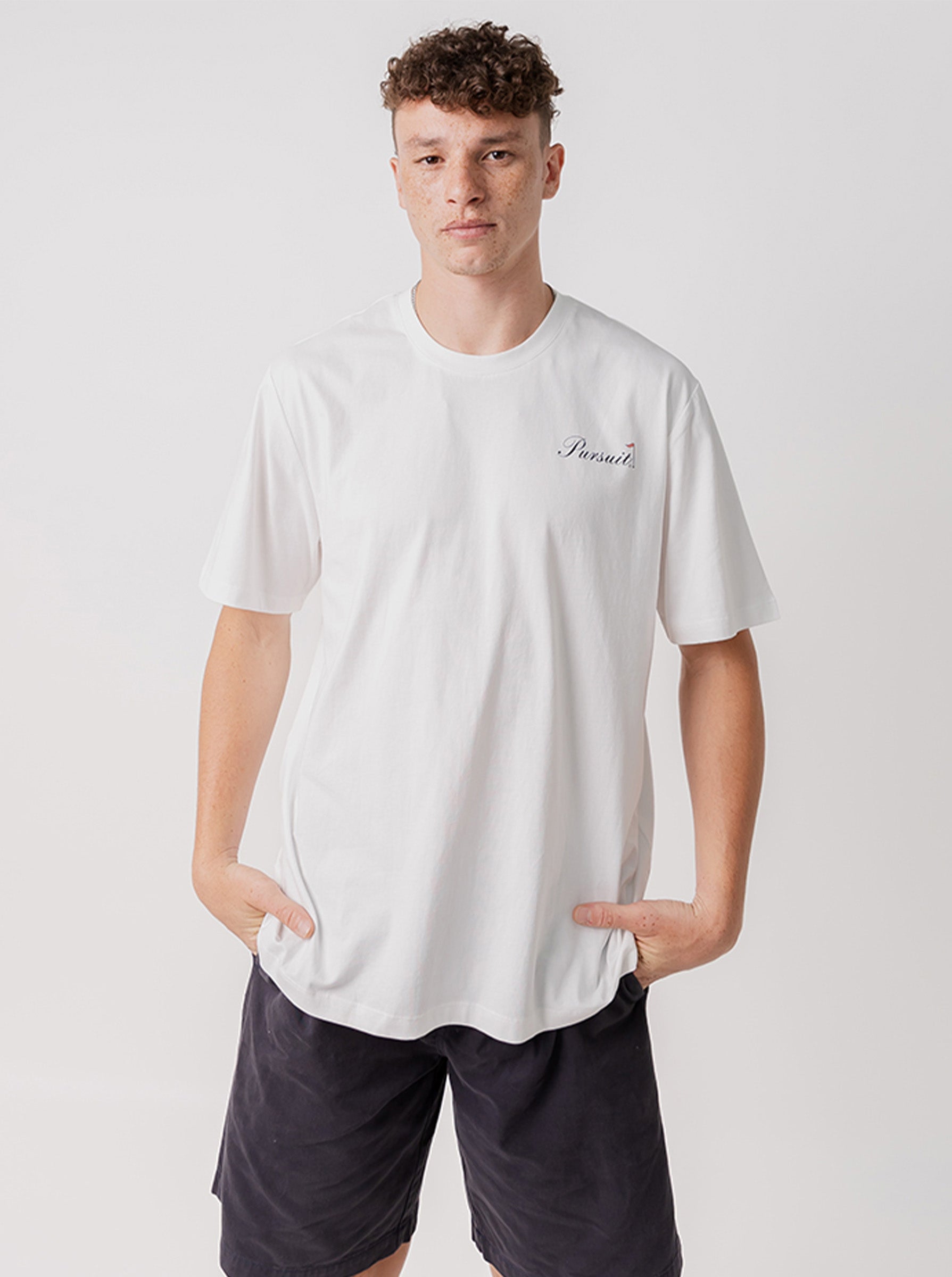 Hole In One Classic Track Tee in Off White