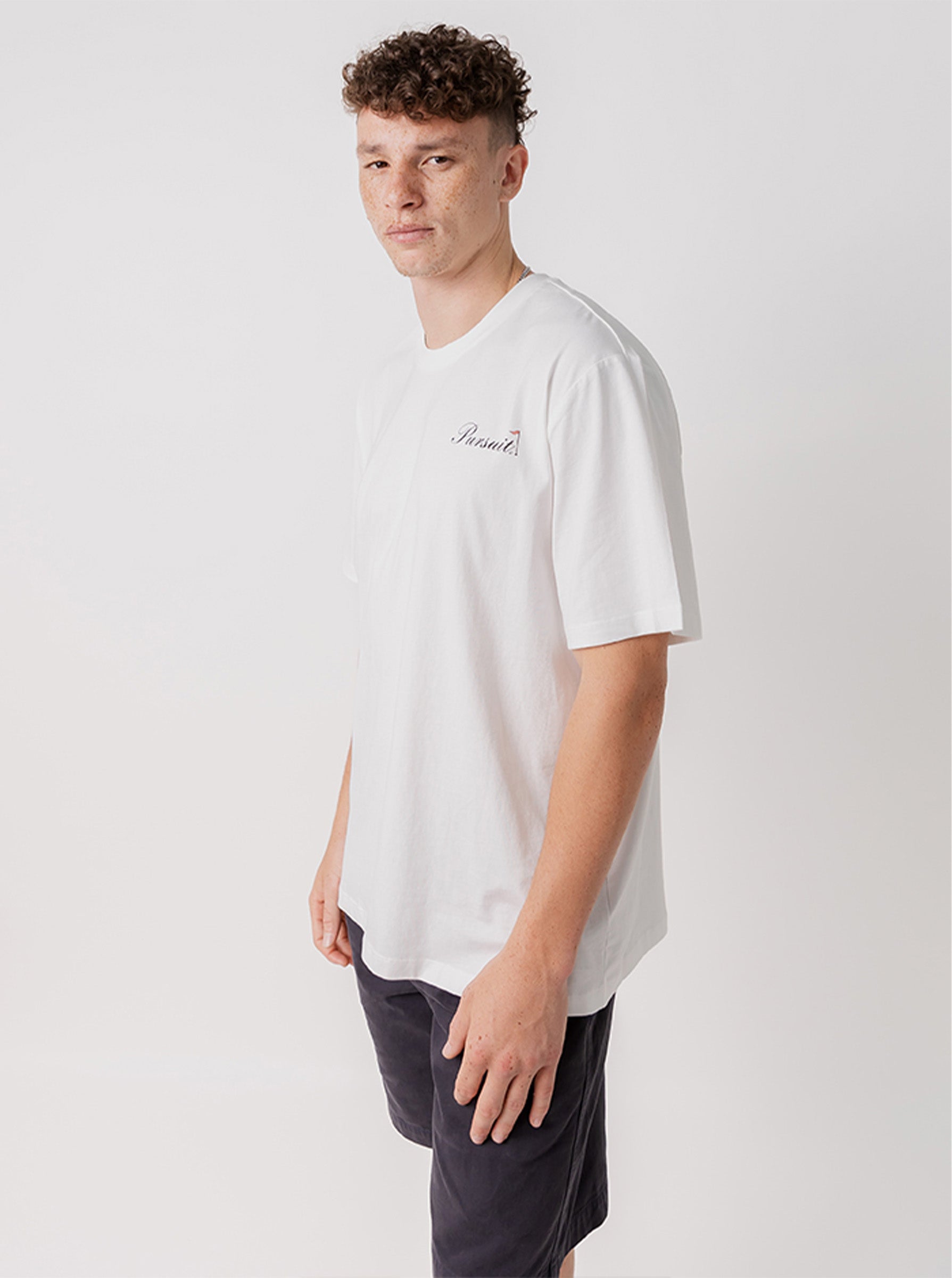 Hole In One Classic Track Tee in Off White