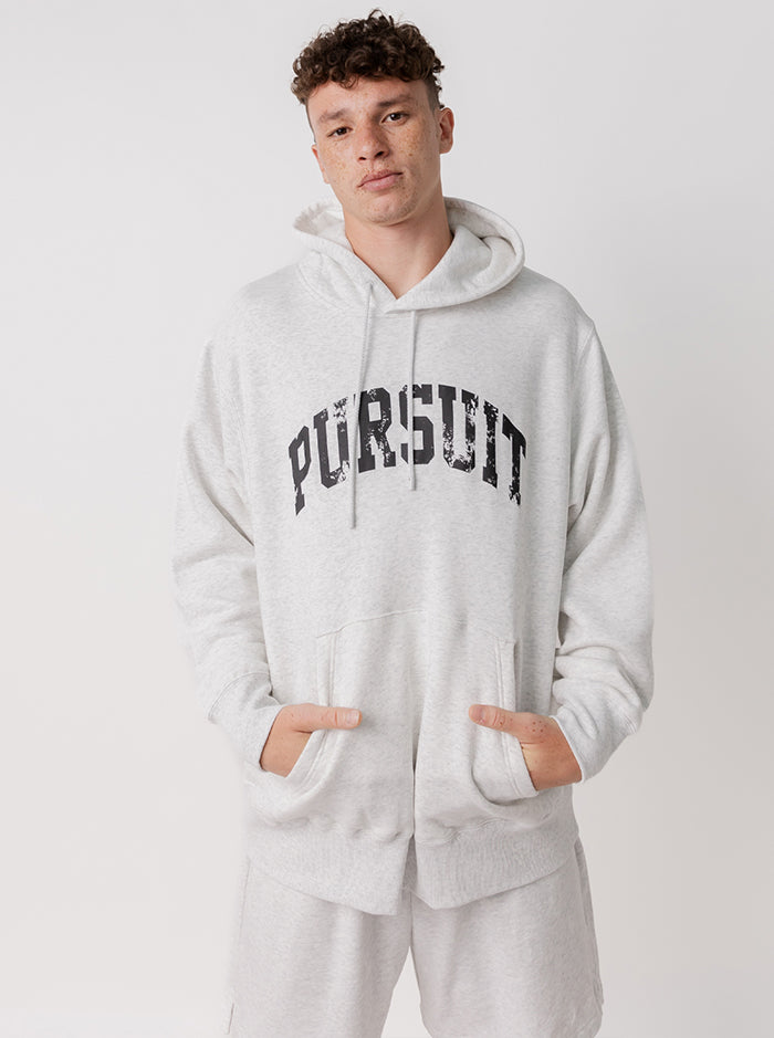 Distressed Arch Heavyweight Pullover in Heather Grey