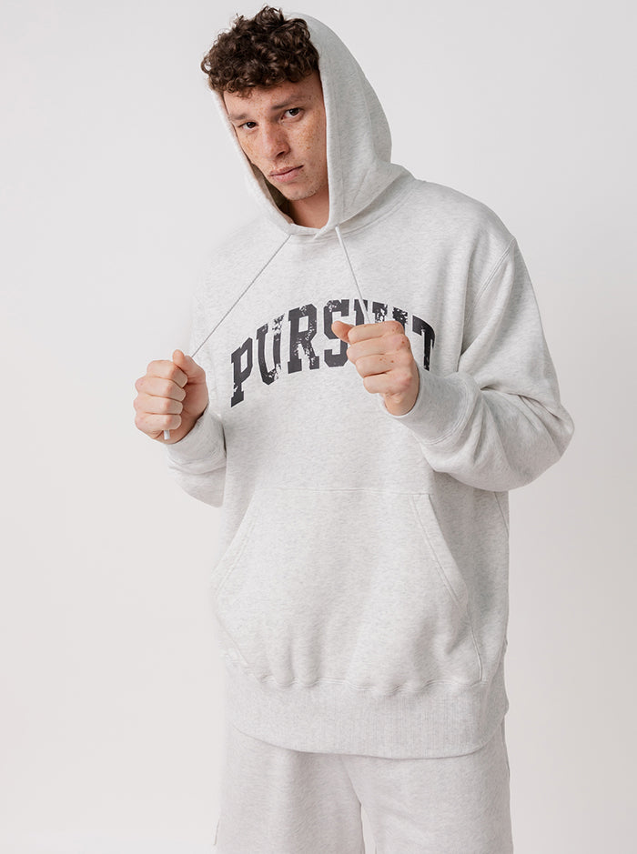 Distressed Arch Heavyweight Pullover in Heather Grey