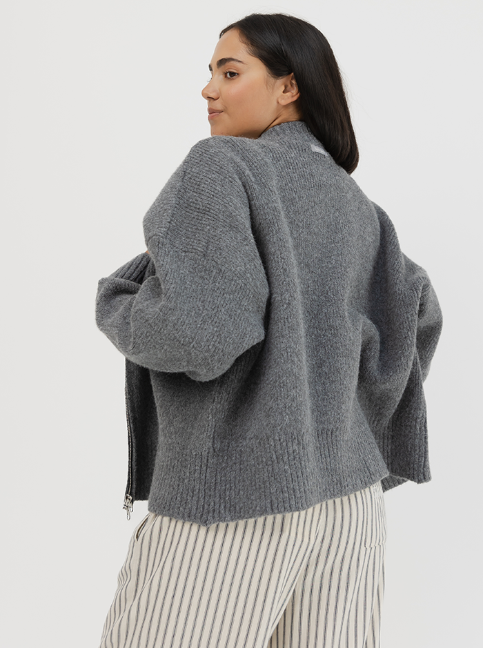 Zip Cardi in Pepper Marl