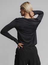 Taylor Long Sleeve Run Top in Black