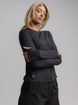 Taylor Long Sleeve Run Top in Black