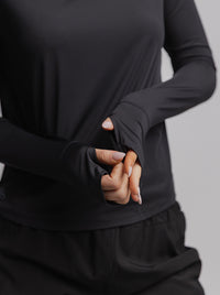 Taylor Long Sleeve Run Top in Black