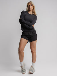 Taylor Long Sleeve Run Top in Black