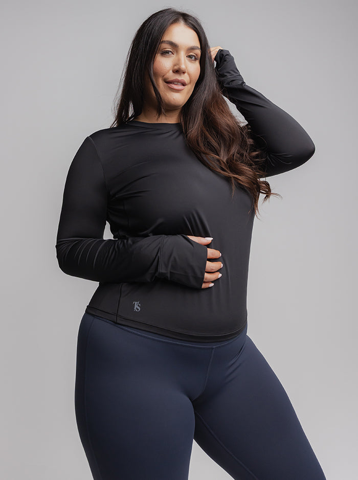 Taylor Long Sleeve Run Top in Black